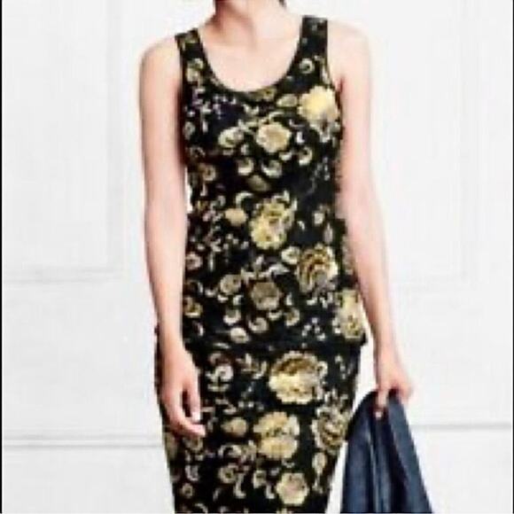 Garnet Hill Embellished Embroidered Black Gold Knit Sequined Tank Top &Skirt Set - Picture 2 of 11